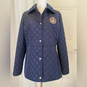 Ralph Lauren Navy Quilted Jacket Lighter Weight Lined Size Medium NWT